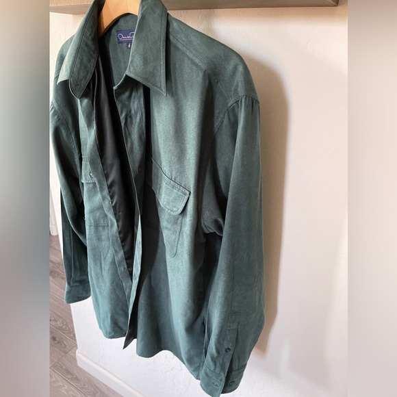 Oscar De La Renta| Teal Velvety Button Down Long Sleeve Blouse, Size Small••• - Picture 3 of 14
